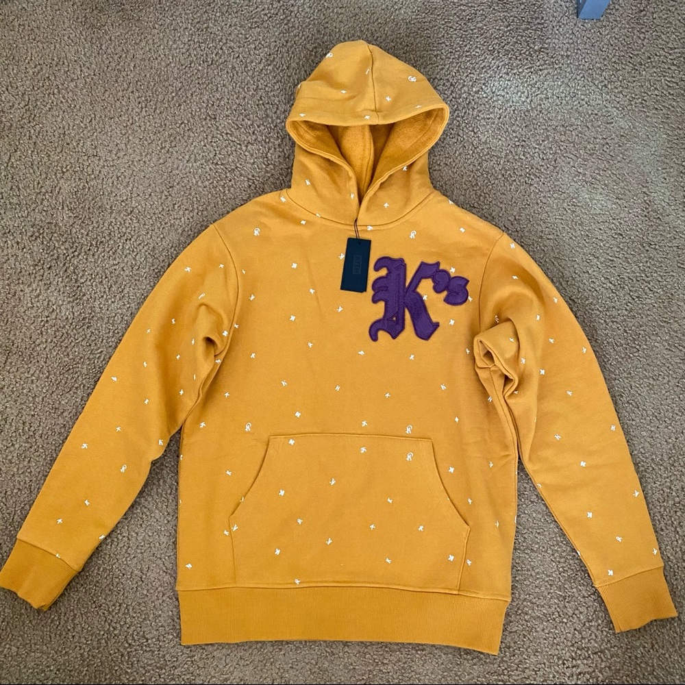Kith K’s StockX authentic 100% cotton yellow mustard pullover hoodie for men